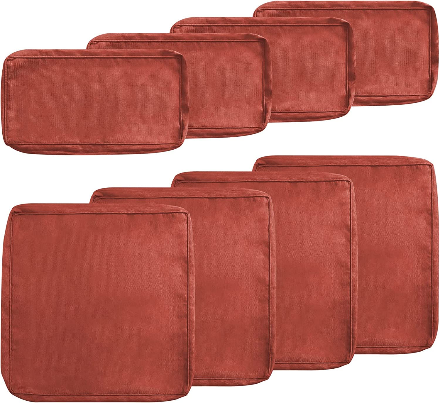 Incbruce 8 Piece Outdoor Patio Cushion Covers Replacement, Outdoor Cushion Slipcovers(4 Seat Covers and 4 Back Covers) with Zipper for Outdoor Furniture, Patio Sofa Couch(Orange)