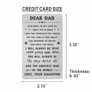 SOUSYOKYO Dad Christmas Gifts from Daughter, Happy Birthday Dad Wallet Card for My Daddy, Personalized Merry Dad Christmas Card, Long Distance Hero Dad Gifts, I love You Dad Present Men Xmas