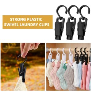 BokWin 20PCS Super Strong Plastic Swivel Hanging Hooks Home Travel Swivel Hanging Laundry Hooks Clip, Windproof Clip, 4.13inch, Black