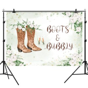 Rsuuinu Boots and Bubbly Bridal Shower Backdrop Western Leaves Flowers Wedding Photography Background Champagne Bride to Be Engagement Party Decorations Banner Supplies Favors Photo Booth Props 7x5ft