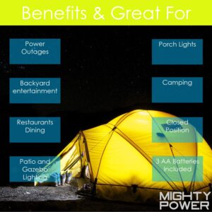 Ultra Bright Portable Collapsible Camping LED Lantern Light by Mighty Power, for Hiking, Blackouts, Picnic Party and Emergency up to 12 Hours with 3AA Batteries Included, Lightweight Design, Black