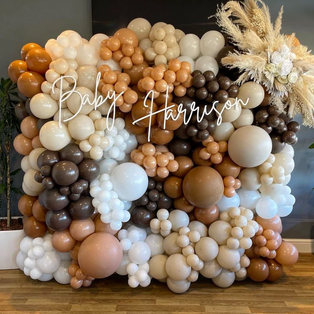 Brown Black Balloon Garland Arch Kit-127Pcs Nude Neutral Cream Beige Double Stuffed Balloons for Teddy Bear Theme Baby&Bridal Shower Gender Reveal Birthday Wedding Anniversary Party Decoration Supply