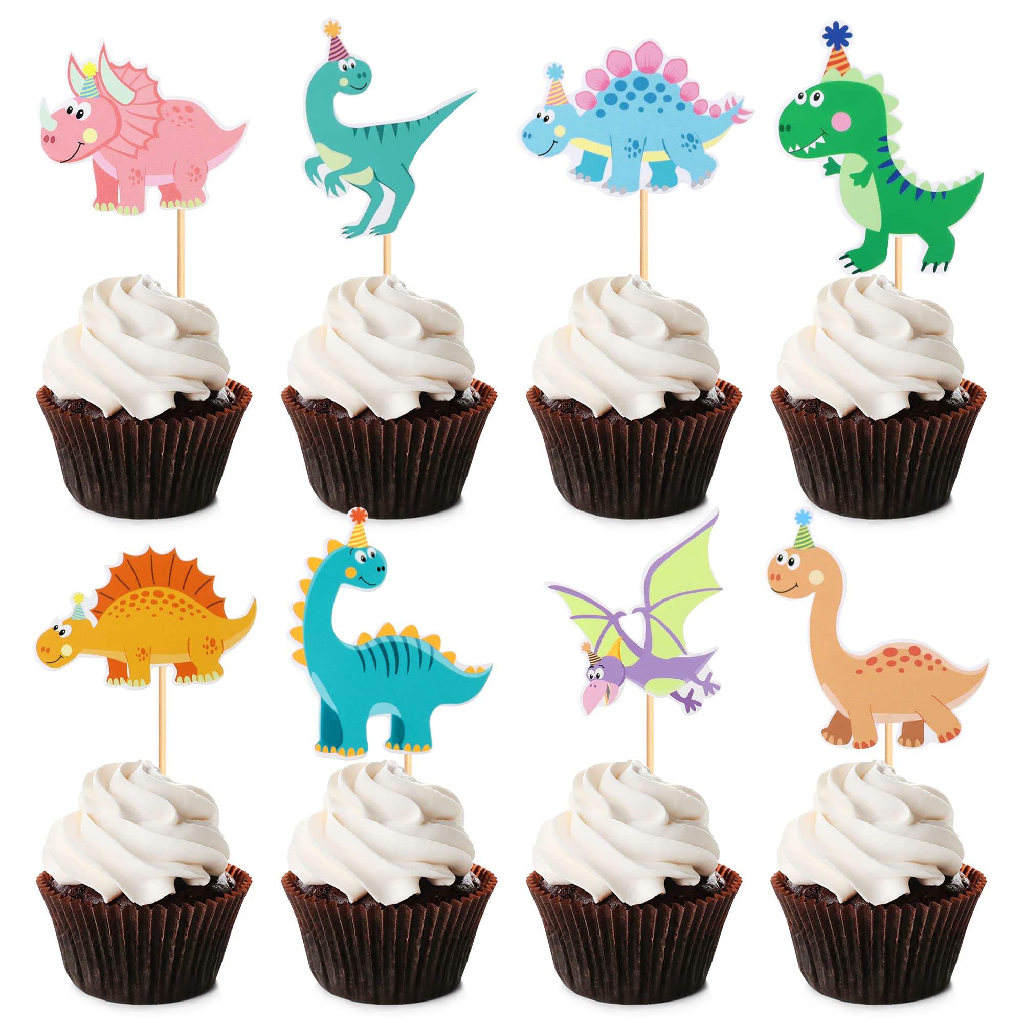 Ercadio 32 Pack Dinosaur Cupcake Toppers Baby Cute Dinosaur Cupcake Picks Dino Theme Baby Shower Kids Birthday Party Cake Decorations Supplies