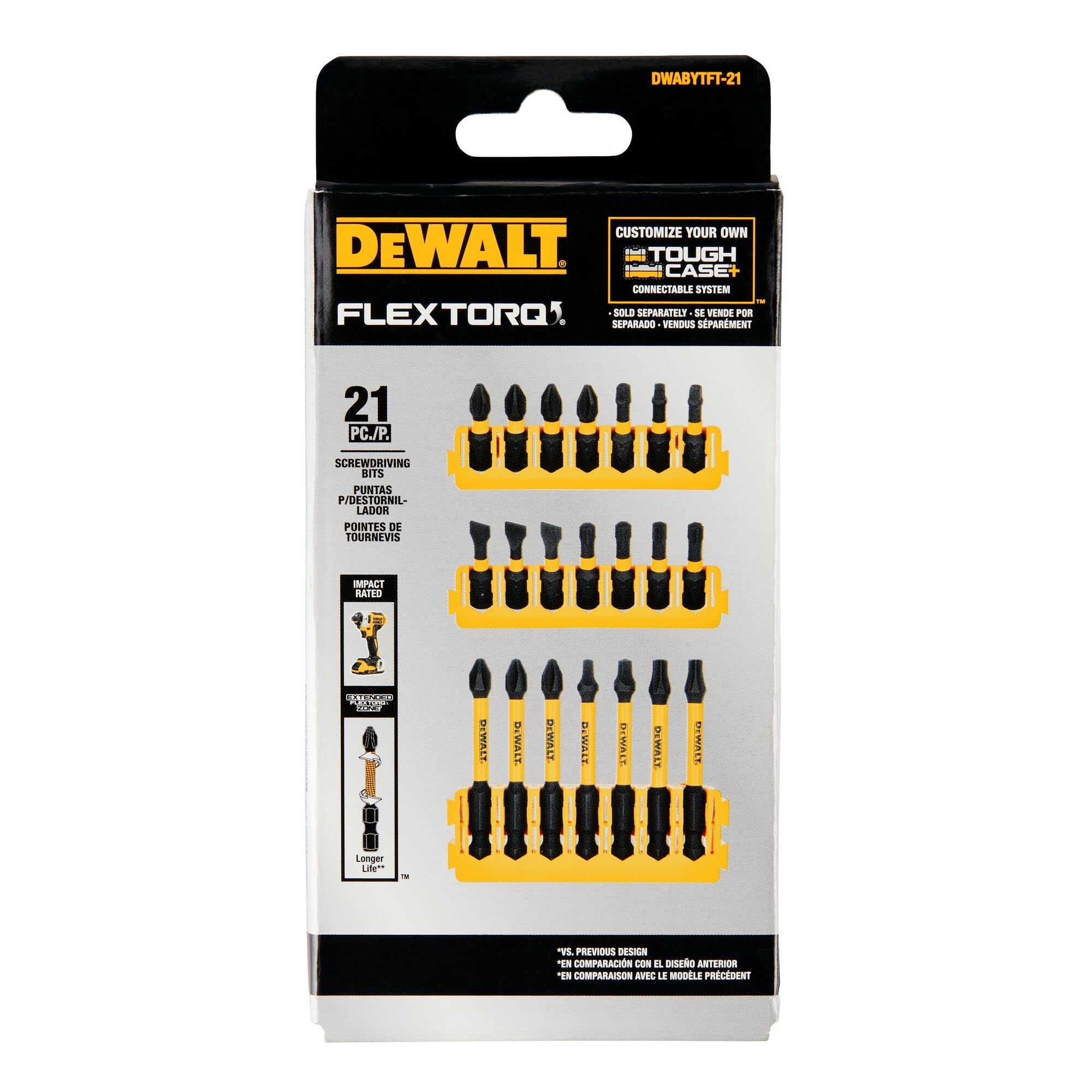 DEWALT BYTC Flex Torq Set #2 Phillips/#8 Slotted Set Shank Screwdriver Bit Set Screwdriver (21-Piece) (DWABYTFT-21)