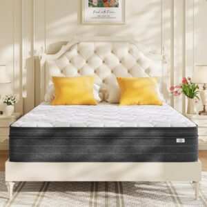 koorlian King Size Mattress, 12 Inch King Mattress in a Box, Hybrid King Bed Mattress with Individual Pocket Springs and Pressure-Relieving Memory Foam, Medium Firm Mattress King Size 80"x76"x12"