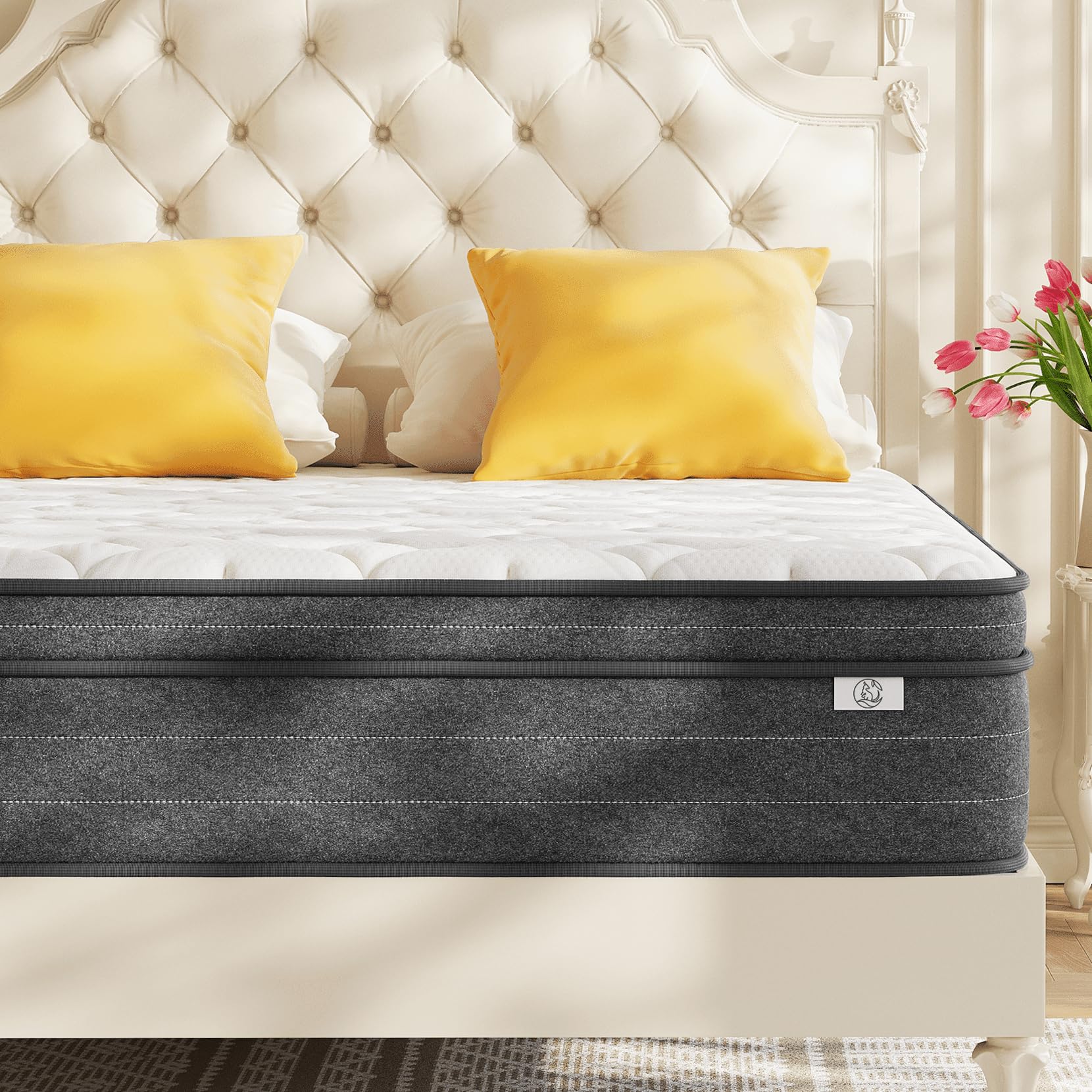 koorlian King Size Mattress, 12 Inch King Mattress in a Box, Hybrid King Bed Mattress with Individual Pocket Springs and Pressure-Relieving Memory Foam, Medium Firm Mattress King Size 80"x76"x12"