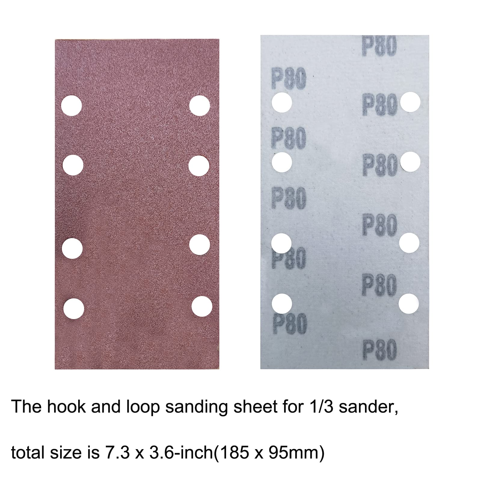 Tonmp 60 PCS Hook & Loop Sandpaper Sanding Sheet Assorted for 1/3 Sheet Sander - 60 80 100 120 150 240 Grit Sander Paper