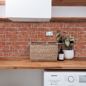 Naphite Red Brick Wallpaper Peel and Stick Removable Self Adhesive Faux Brick Wallpaper Fake Brick Stick on Wallpaper Brick Contact Paper Brick Wall Paper Textured Wallpaper Waterproof17.7×78.7 inches