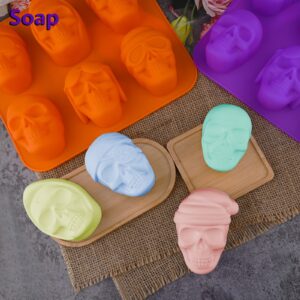 Moukiween 3D Skull Soap Silicone Molds, Set of 2 Halloween Skull Molds for Homemade Soap Making, Resin Crafts, Cake