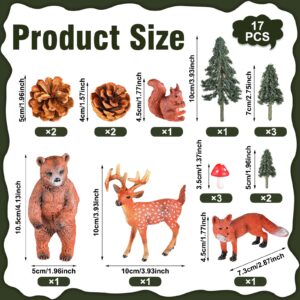 17 Pcs Woodland Animal Cake Toppers Jungle Safari Animal Cake Toppers Forest Wild Animals Figure Creatures Cupcake Forest Cake Topper Kit Cake Decorations for Baby Shower Birthday Party