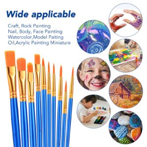 ESRICH Acrylic Paint Brushes Set,8Packs /80 Pcs, Nylon Brush Head, Suitable for Acrylic, Oil, Watercolor,Rock Body Face Nail Art,Perfect Suit of Art Painting, Best Gift for Kids Adult Drawing