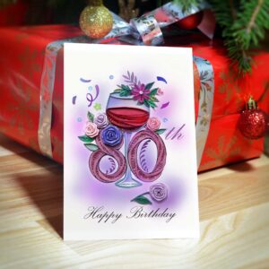 TUMYBee 80th Birthday Card, Happy Birthday 80 Years Old Card, Eighty Year Birthday Decorations, Birthday Card for Men,Women, Grandma Grandpa Handmade Quilled Quilling Card (80th Birthday)