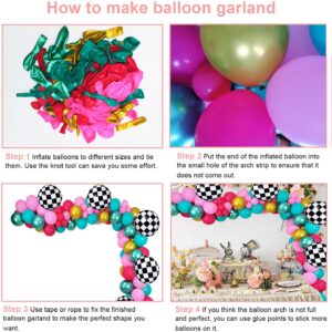 HPWF Wonderland Balloon Garland Arch kit, Pink Blue Balloons for Wonderland Theme Birthday Party, Baby Shower, Girl First Birthday, Tea Party Decorations