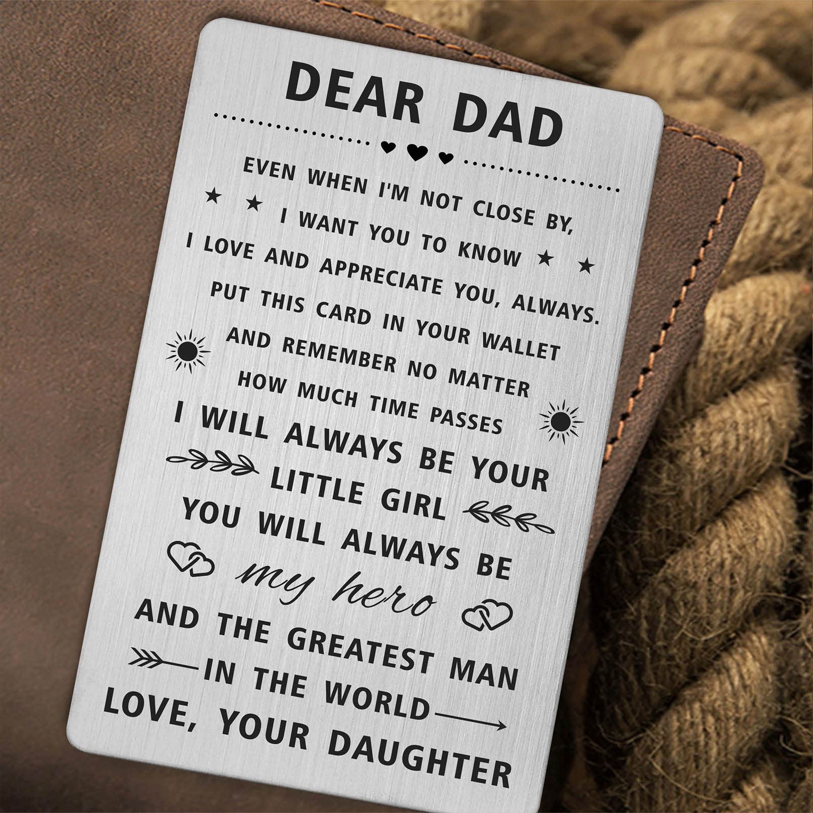 SOUSYOKYO Dad Christmas Gifts from Daughter, Happy Birthday Dad Wallet Card for My Daddy, Personalized Merry Dad Christmas Card, Long Distance Hero Dad Gifts, I love You Dad Present Men Xmas