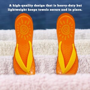 PERFORMORE Flip Flop Beach Towel Clips (Orange), 2-Pack, Portable Towel Holder Clips, Secure Clips for Beach Chairs Deck Patio Pool Boat Cruise Lounge Chair Accessories