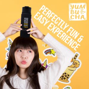 YUMBUCHA Reusable Stainless Steel Boba Tumbler with Straw - Bubble Tea Tumbler Cup for Boba Pearls or Popping Boba Pearls - Boba Kit and Tea Gifts - Durable Boba Tea Cup - Bubble Tea Kit