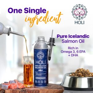 HOLI Salmon Oil for Dogs Skin and Coat | Icelandic Fish Oil for Cats & Dogs | Omega 3 EPA + DHA Supports Joint Mobility, Immune & Heart Health