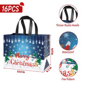 YANGTE 16 Pack Large Christmas Gift Bags with Tissue Paper, Bulk Reusable Christmas Tote Bags with Handles for Grocery Shopping Totes Xmas Event Party, 12.6" x 9.8" x 6.7"