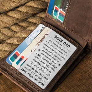 SOUSYOKYO Dad Christmas Gifts from Daughter, Happy Birthday Dad Wallet Card for My Daddy, Personalized Merry Dad Christmas Card, Long Distance Hero Dad Gifts, I love You Dad Present Men Xmas