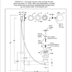 Westbrass D50P27TLE-12-12 27" Cable Drive Standard Bath Drain Trim Kit with Rotary Overflow Cover Knob, Pop-Up Stopper and Poly Tubular Pipes & Fittings, Oil Rubbed Bronze (12-Pack)