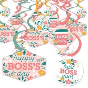 big dot of happiness female best boss ever - women boss's day hanging decor - party decoration swirls - set of 40