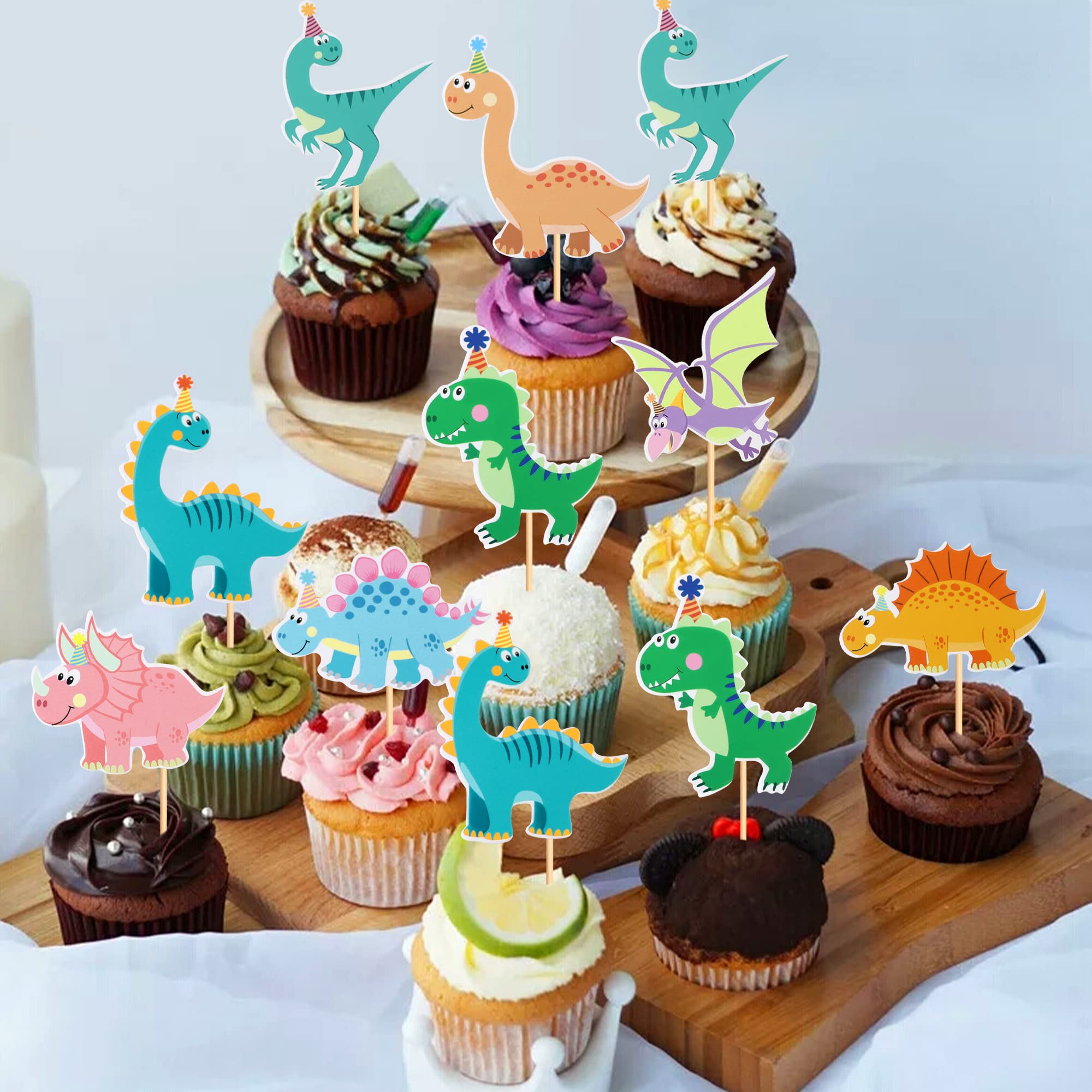 Ercadio 32 Pack Dinosaur Cupcake Toppers Baby Cute Dinosaur Cupcake Picks Dino Theme Baby Shower Kids Birthday Party Cake Decorations Supplies