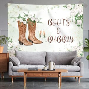 Rsuuinu Boots and Bubbly Bridal Shower Backdrop Western Leaves Flowers Wedding Photography Background Champagne Bride to Be Engagement Party Decorations Banner Supplies Favors Photo Booth Props 7x5ft