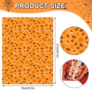 AnyDesign 14Pcs Fall Halloween Faux Leather Sheets Pumpkin Maple Leaf Black Cat Bat Stripe Dot Printed Synthetic Leather Fabric Glitter Orange Red Leather for Autumn Halloween DIY Craft, 6.3 x 8.3"