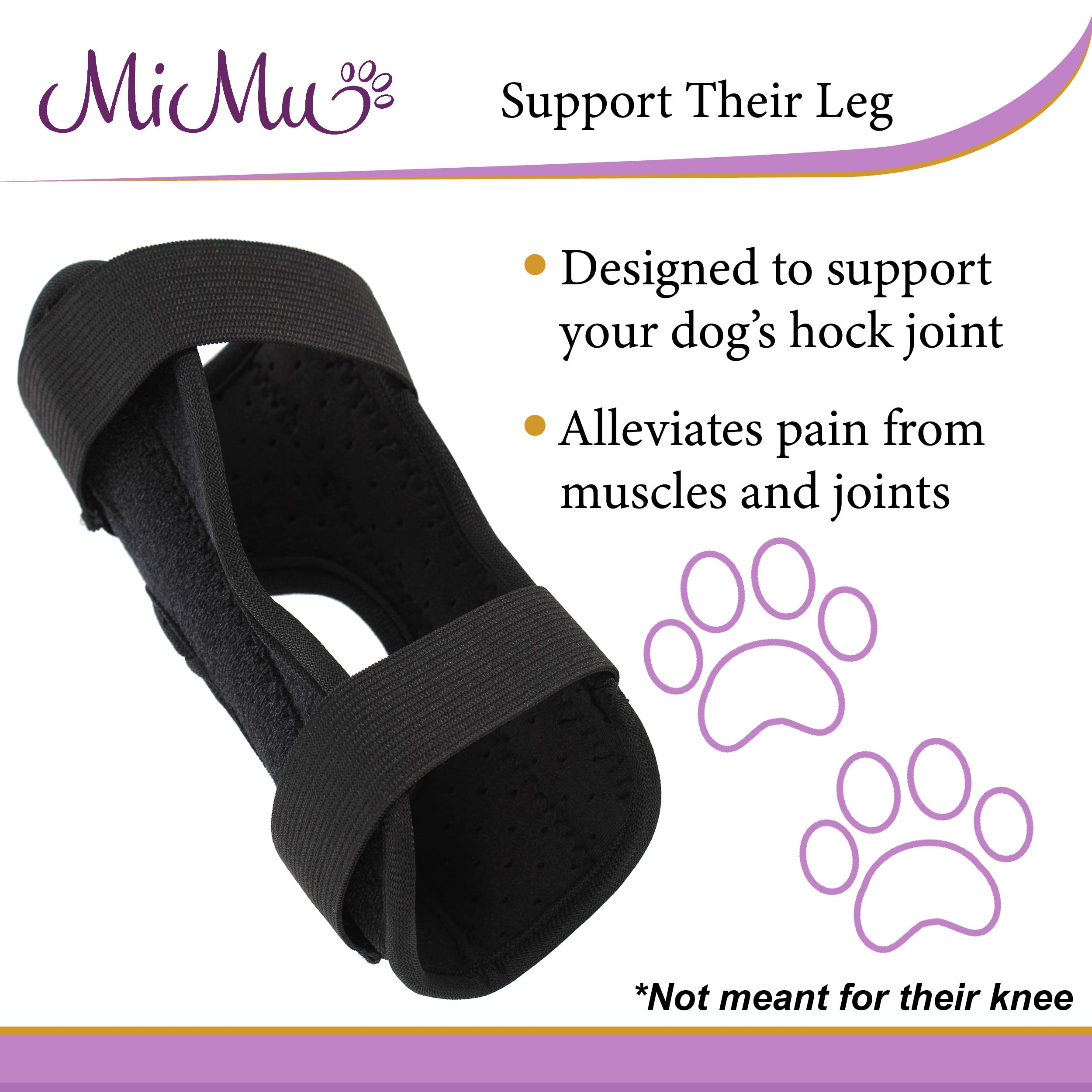 MiMu Rear Dog Leg Brace - 2pk Canine Hock Brace for Small to Medium Sized Dogs - Recovery Dog Hind Leg Support Brace