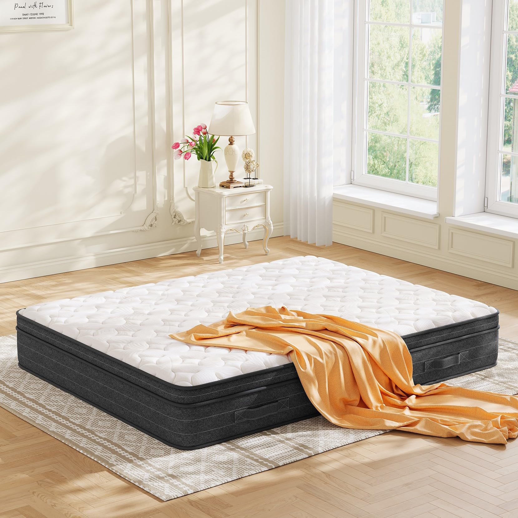 koorlian Twin XL Mattress 10 Inch, Hybrid Mattress Twin XL Size Bed with Individual Pocket Springs and Memory Foam, Breathable & Pressure-Relieving, Medium Firm XL Twin Mattress in a Box 80"x39"x10"