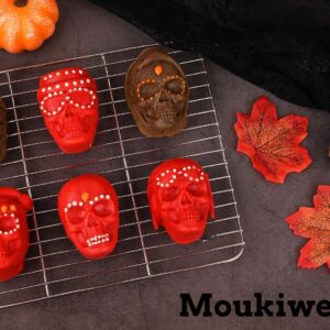 Moukiween 3D Skull Soap Silicone Molds, Set of 2 Halloween Skull Molds for Homemade Soap Making, Resin Crafts, Cake