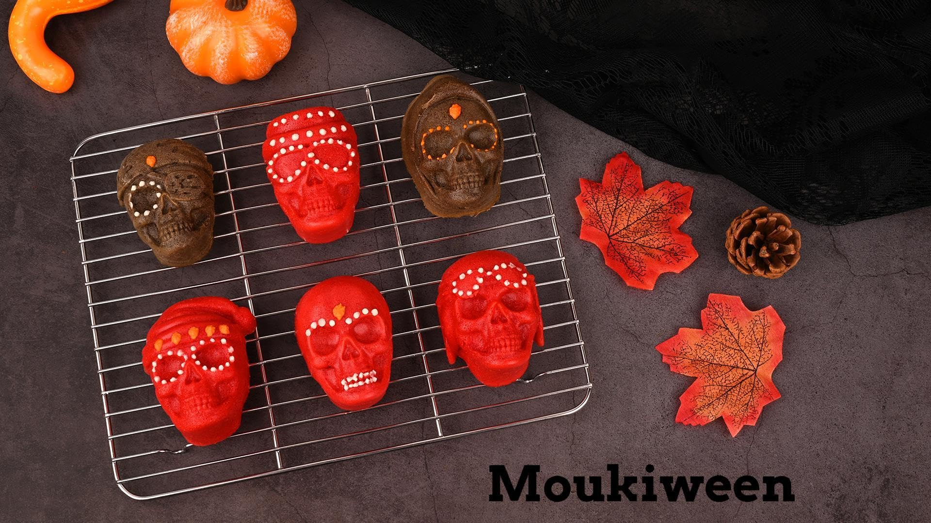 Moukiween 3D Skull Soap Silicone Molds, Set of 2 Halloween Skull Molds for Homemade Soap Making, Resin Crafts, Cake