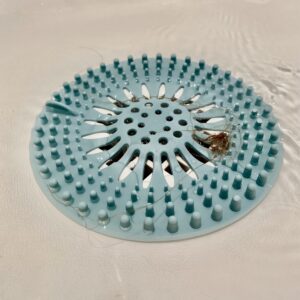 Drain Strainer Hair and Debris Catcher Set Shower and Sink Drain 4 Pack, 5.12” *5.12” *0.48”, White, Blue, Pink, Dark Gray