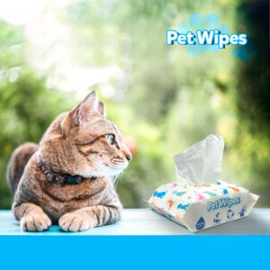 Pets Depot 100 Gentle Puppy Wipes for Butt and Paws - Hypoallergenic, Easy to Use for Dog and Cat Cleaning and Deodorizing - Wet Grooming Wipes to Sanitize Your Pet's Toys