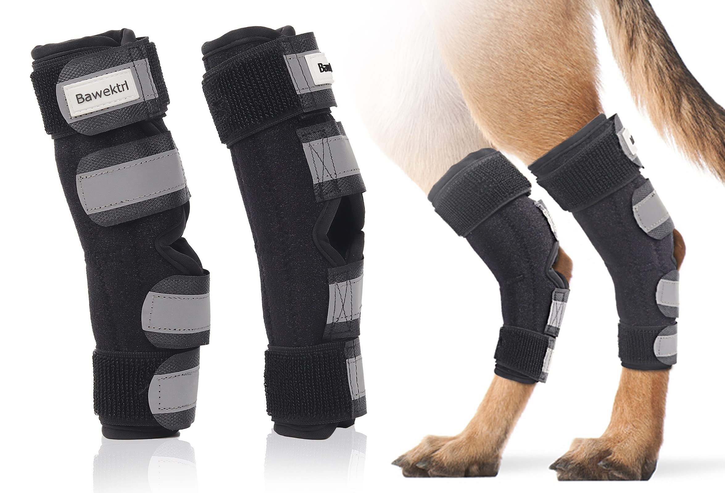 Bawektrl Dog Leg Braces for Back Legs,ACL Brace for Large Dogs Rear Legs, Joint Compression Warps Support for Hind Leg with Injury Sprain, Wound Care and Loss of Stability from Arthritis (1 Pair)