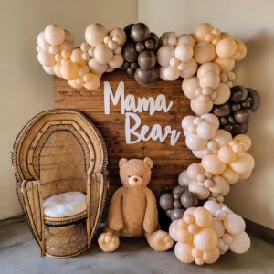 Brown Black Balloon Garland Arch Kit-127Pcs Nude Neutral Cream Beige Double Stuffed Balloons for Teddy Bear Theme Baby&Bridal Shower Gender Reveal Birthday Wedding Anniversary Party Decoration Supply