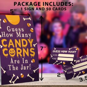 Guess How Many Candy/Corns Are In The Jar - Candy Guessing Game, Halloween Party Gamems, 1 Sign and 50 Game Cards, Baby Shower, Birthday Party -G001