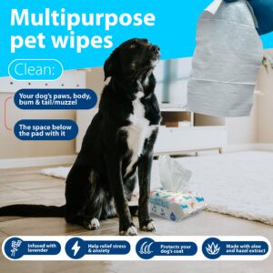 Pets Depot 100 Gentle Puppy Wipes for Butt and Paws - Hypoallergenic, Easy to Use for Dog and Cat Cleaning and Deodorizing - Wet Grooming Wipes to Sanitize Your Pet's Toys