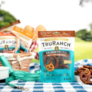 TRURANCH Collagen Pretzels, Bully, Healthy Joint Support Dog Treat, Rawhide Alternative, Skin & Coat Health, 1 Bag, 8 Count