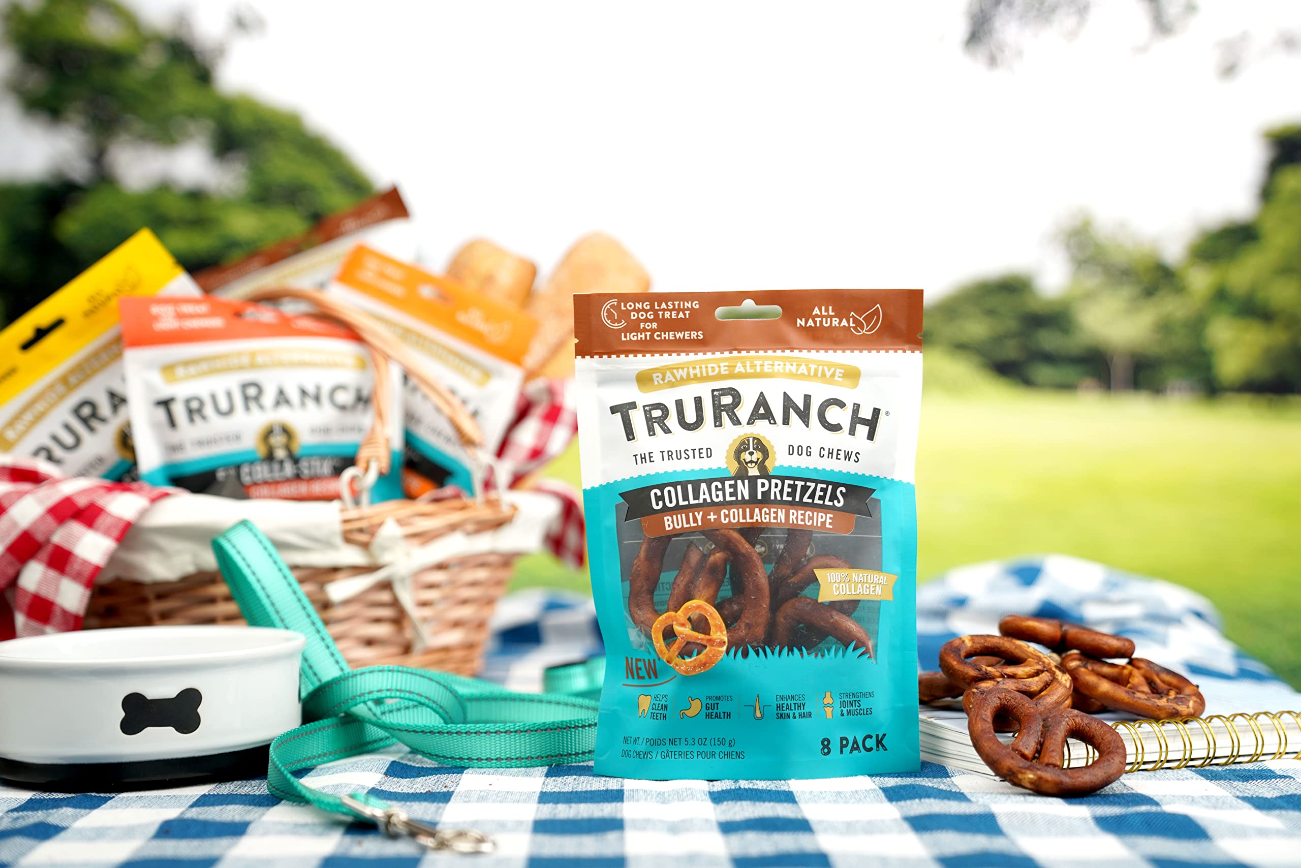 TRURANCH Collagen Pretzels, Bully, Healthy Joint Support Dog Treat, Rawhide Alternative, Skin & Coat Health, 1 Bag, 8 Count