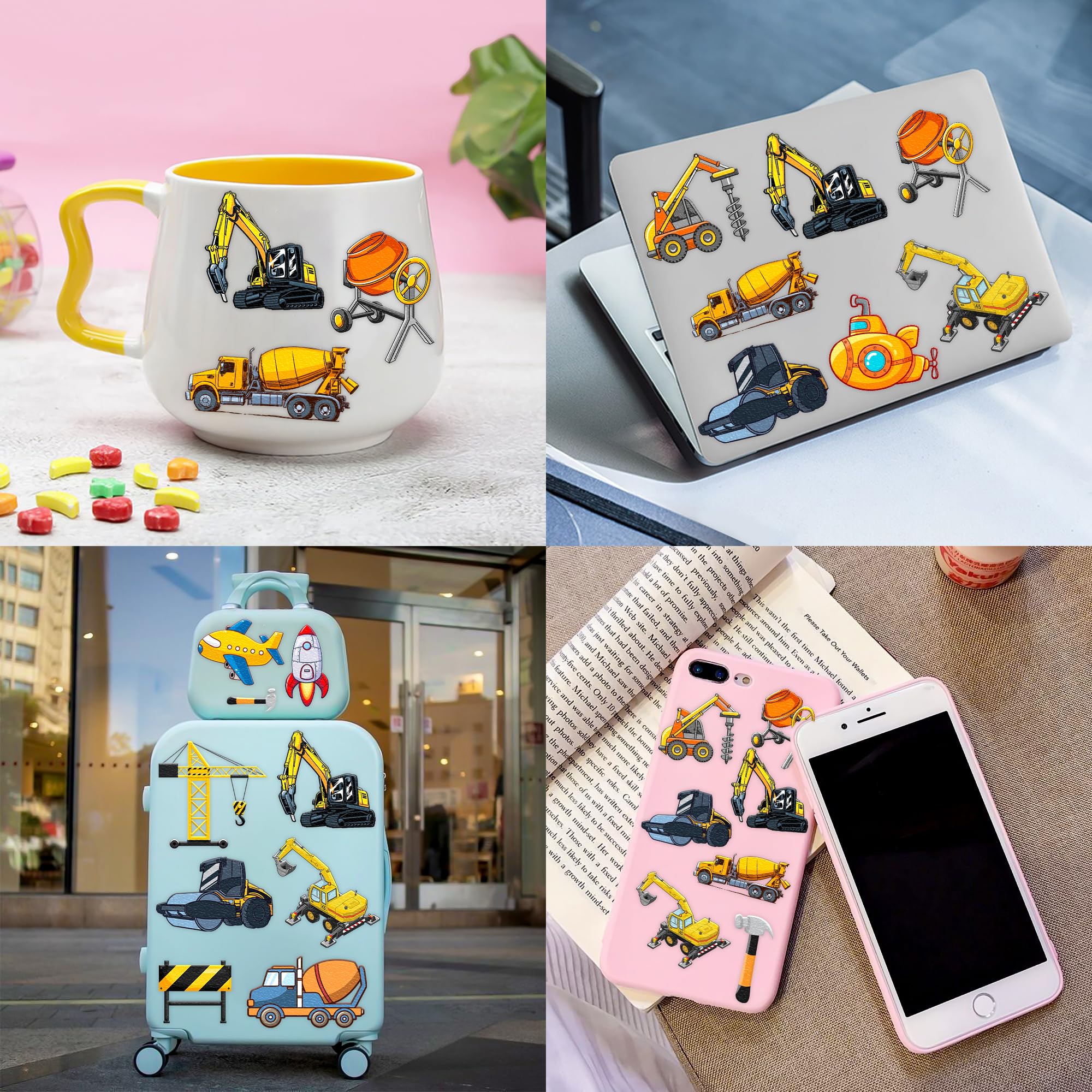 Construction Temporary Tattoos Birthday Party Supplies Decorations 96PCS Tattoos Stickers Vehical Excavator Bulldozer Cute Party Favors Kids Girls Boys Gifts Classroom School Prizes Themed