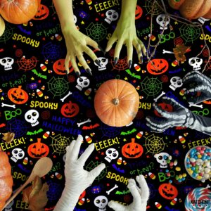 KatchOn, Halloween Tablecloth Plastic - Large 54x108 Inch, Pack of 3 | Spooky Halloween Table Cover for Halloween Table Decorations | Black Halloween Table Cloth Disposable for Halloween Decorations