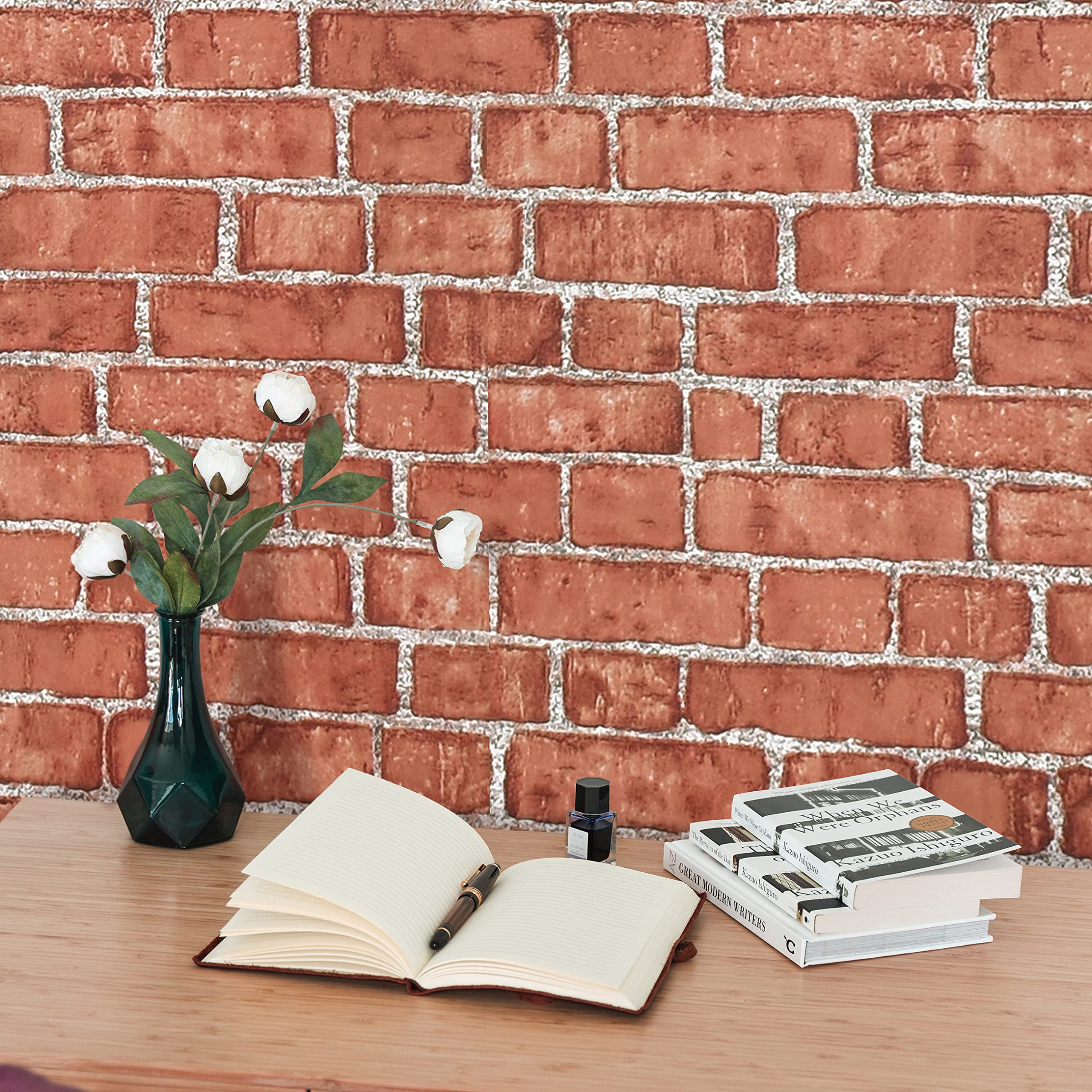 Naphite Red Brick Wallpaper Peel and Stick Removable Self Adhesive Faux Brick Wallpaper Fake Brick Stick on Wallpaper Brick Contact Paper Brick Wall Paper Textured Wallpaper Waterproof17.7×78.7 inches