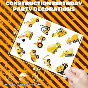 Construction Temporary Tattoos Birthday Party Supplies Decorations 96PCS Tattoos Stickers Vehical Excavator Bulldozer Cute Party Favors Kids Girls Boys Gifts Classroom School Prizes Themed