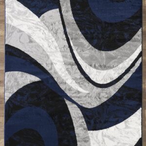 Yafa Home Fashion Modern Contemporary Swirls Design Area Rug, Luxurious, Elegant, and Fashionable Area Rug (Navy, 2 ft X 3 ft)