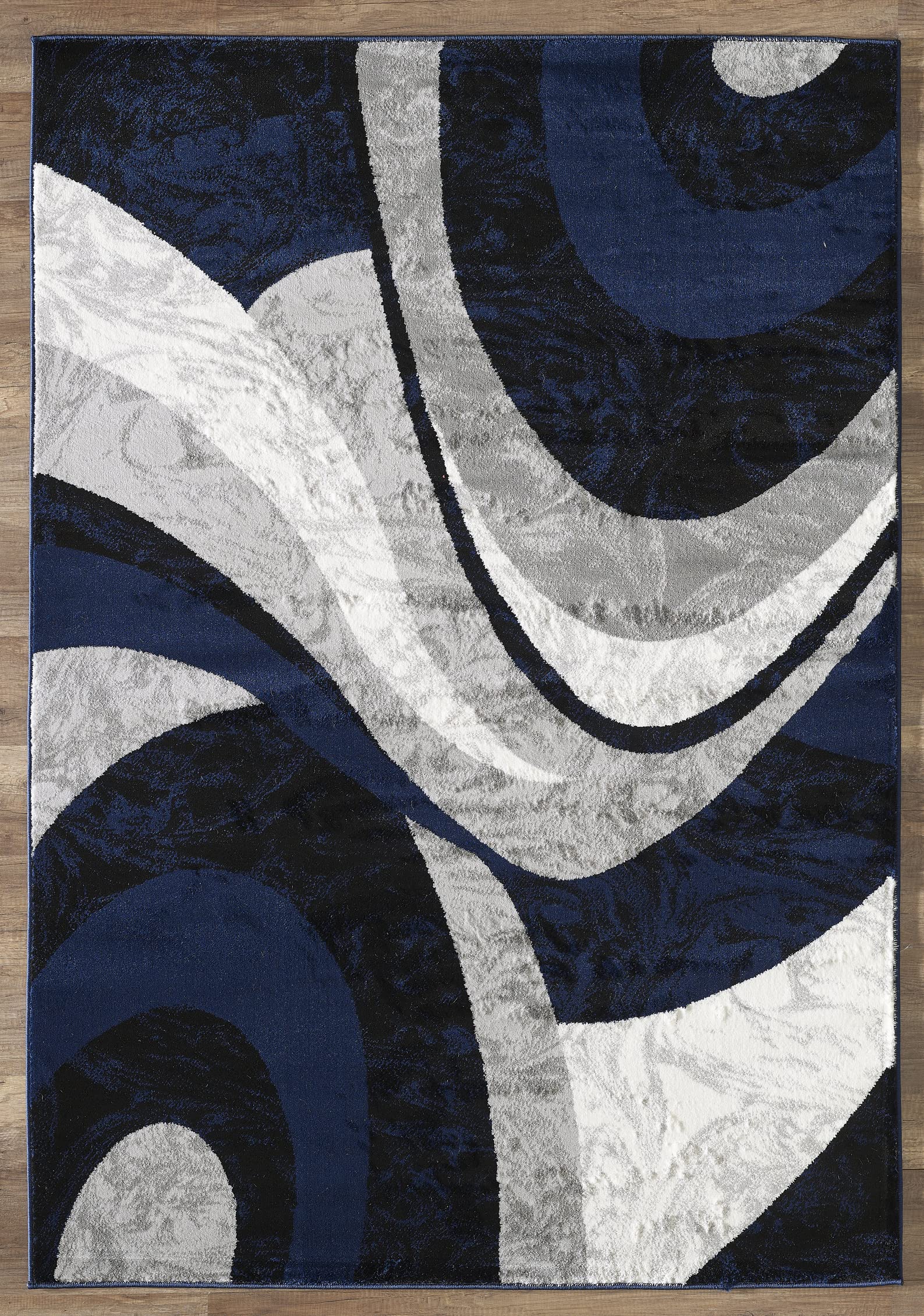 Yafa Home Fashion Modern Contemporary Swirls Design Area Rug, Luxurious, Elegant, and Fashionable Area Rug (Navy, 2 ft X 3 ft)