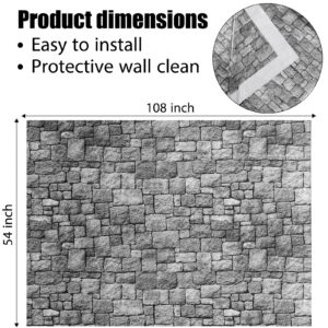 Chuangdi Brick Stone Wall Stone Wall Scene Setter Brick Sheet Wallpaper Curtains Door Removable Brick Tablecloth Photo for Halloween Christmas Party and Home Decor (Gray,6 Pcs)