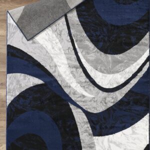 Yafa Home Fashion Modern Contemporary Swirls Design Area Rug, Luxurious, Elegant, and Fashionable Area Rug (Navy, 2 ft X 3 ft)