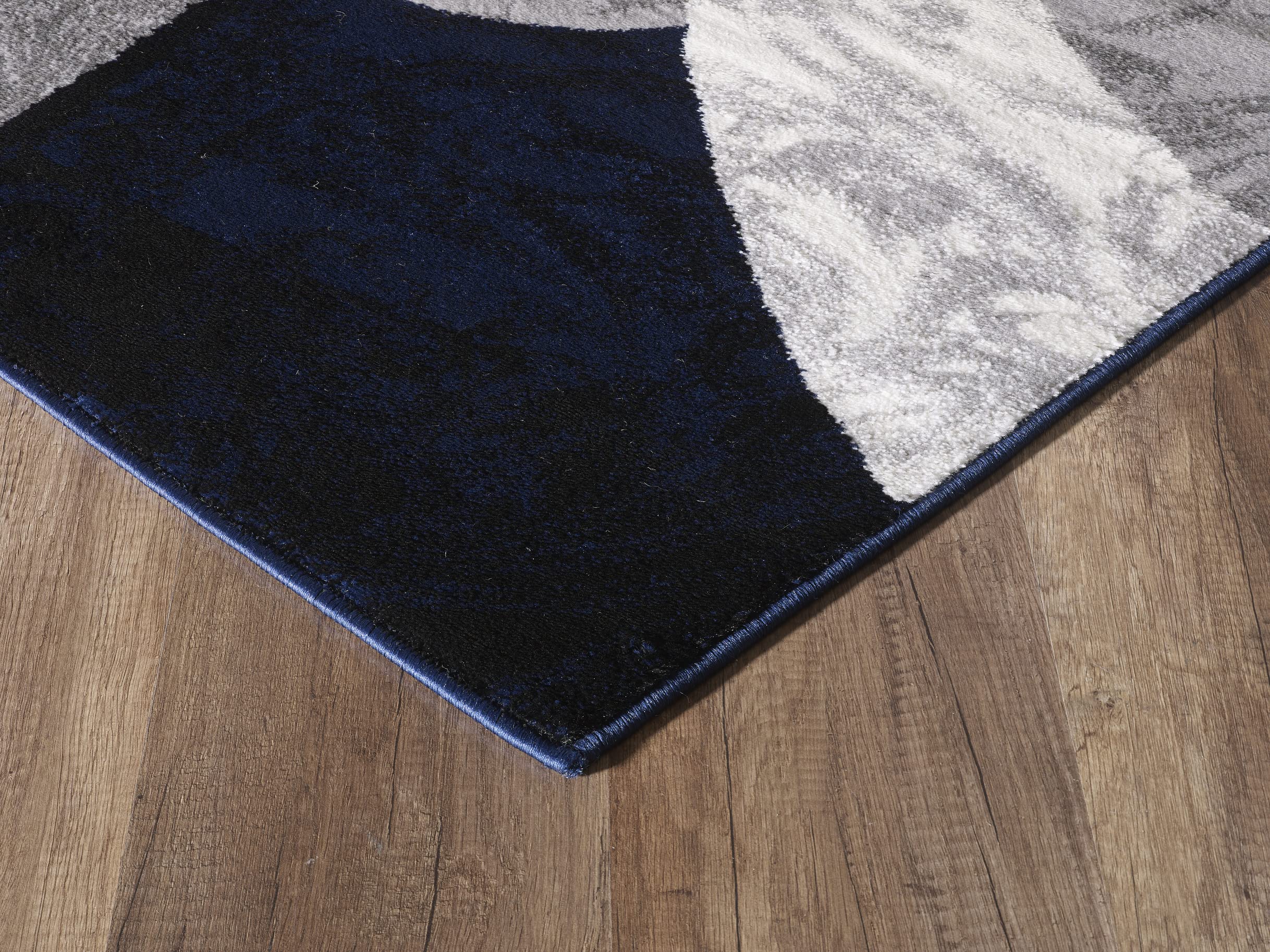 Yafa Home Fashion Modern Contemporary Swirls Design Area Rug, Luxurious, Elegant, and Fashionable Area Rug (Navy, 2 ft X 3 ft)