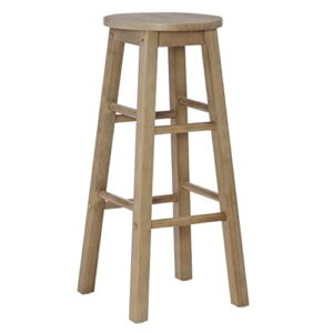 linon zeke grey wash 29" barstool with round seat